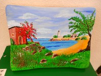 Quadro su pietra leccese con sfondo estivo